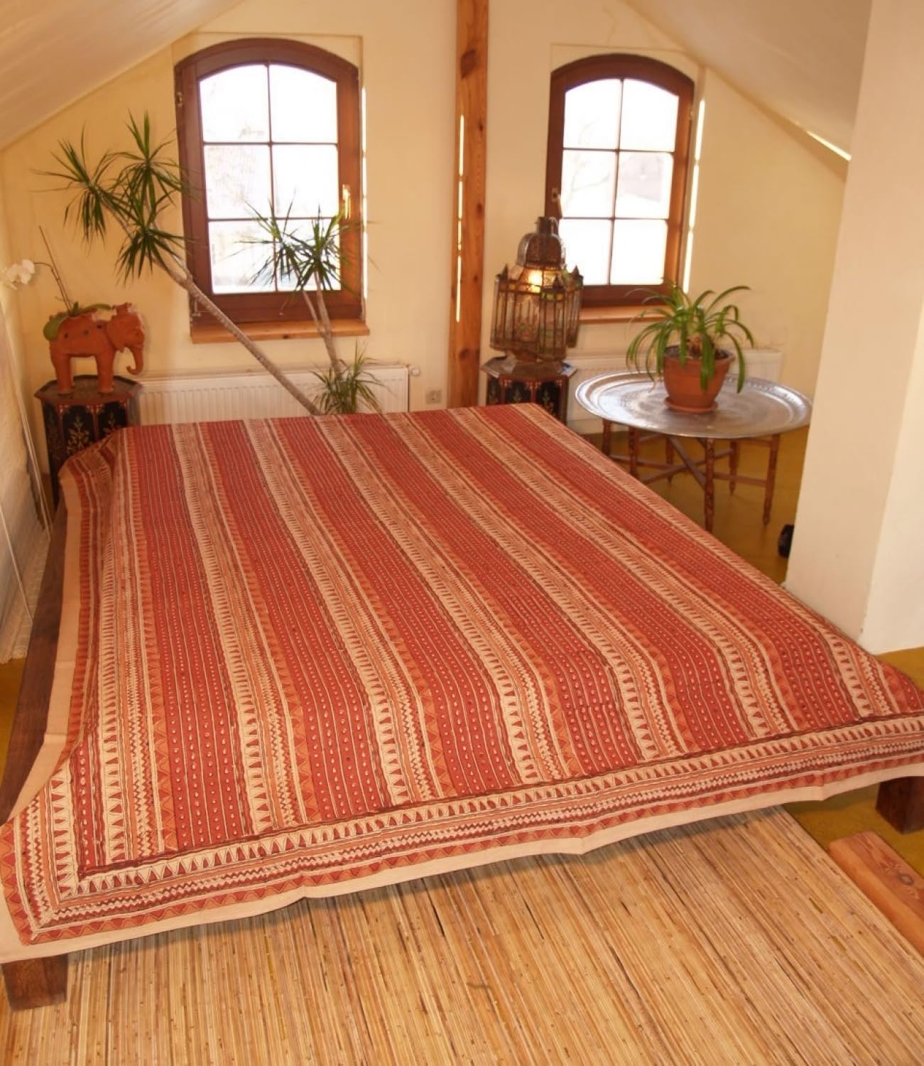 Guru-Shop Colcha Con Estampado De Bloques, Sofá Cama, Colgante De Pared Hecho A Mano, Bufanda De Pared - Diseño 15, Verde, Algodón, Tamaño: Individual 150x200 Cm, Colchas Con Impresión En Bloque