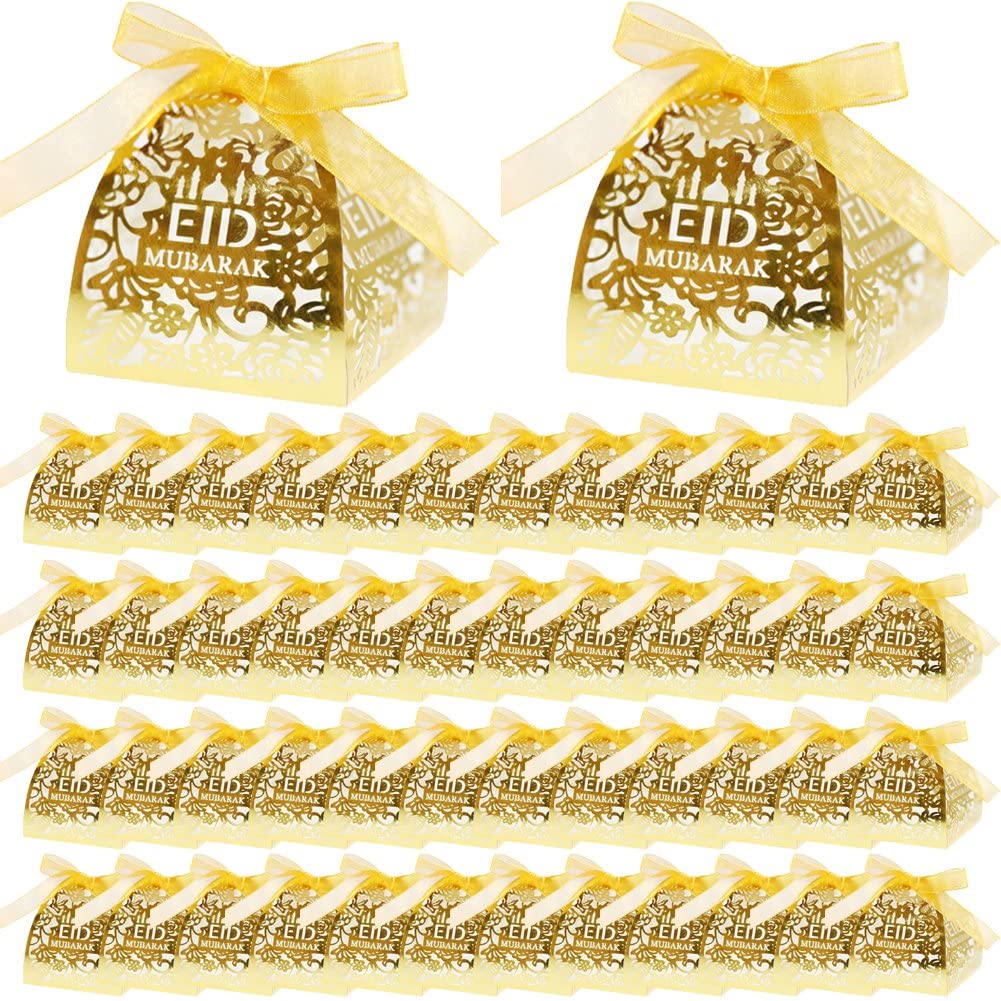 Boîte bonbon Eid Mubarak lot de 50 contenants cadeaux pour fête du Ramadan