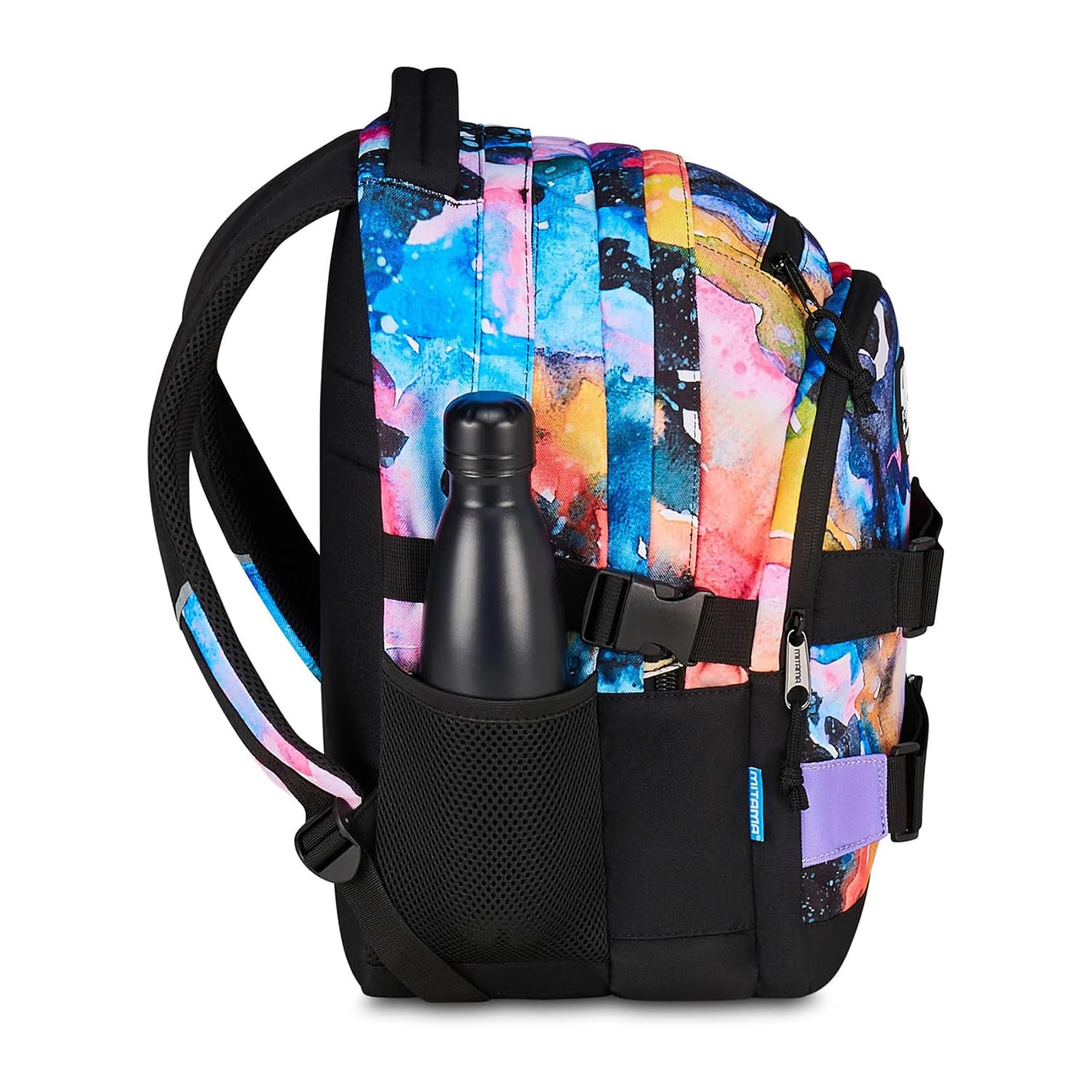 Mitama Zaino Scuola WATER COLOR, #BDBF, Triplo Scomparto, Tasche Porta Borraccia, Spallacci Ergonomici, Scuola Elementare Bambina, Media