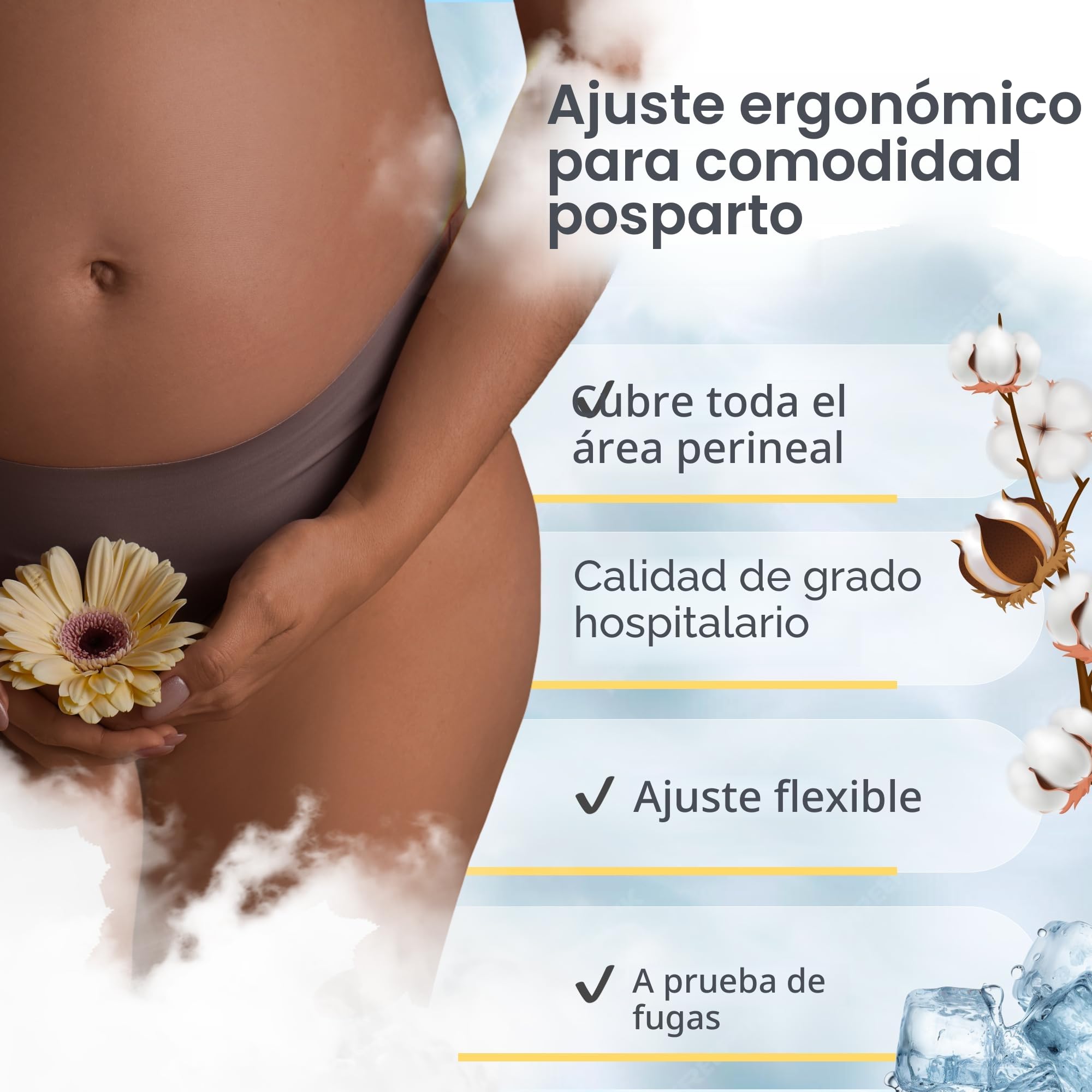 First Days Maternity - Compresas de Frío Perineal Instantáneo para el Posparto. Compresa refrescante absorbente para después del parto.