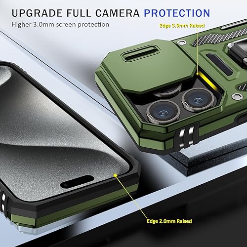 Miniatura 2 de BaHaHoues Funda para iPhone 15 Pro Max con cubierta deslizante para cámara iPhone 15 Pro Max con anillo magnético de soporte, funda protectora de