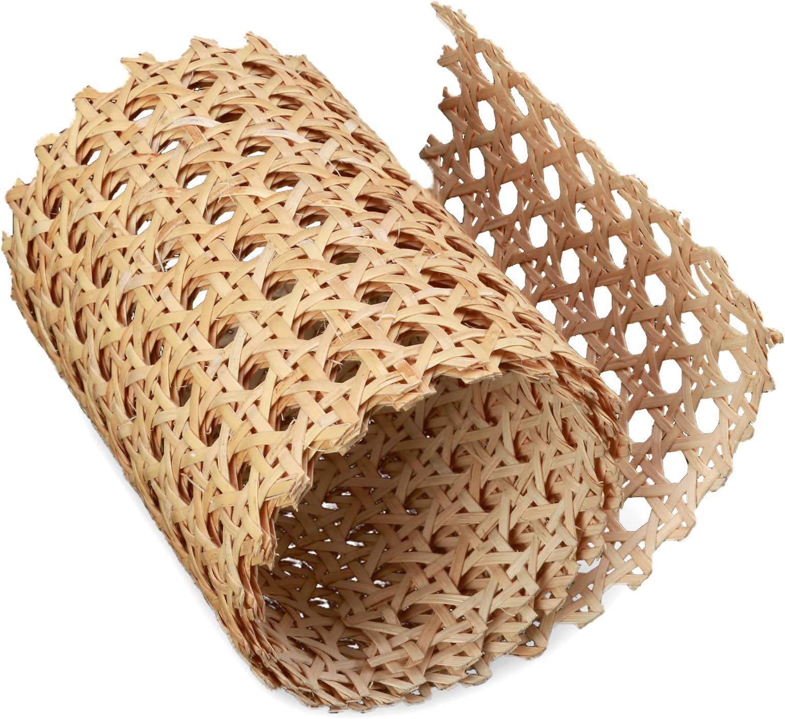 Pllieay 4.5” Width Natural Rattan Cane Webbing Roll, Pre-Woven Wicker Cane Webbing Net 1/2" Fine Open Mesh Cane for Furniture Decor, Caning DIY Projects (3 Feet Roll)
