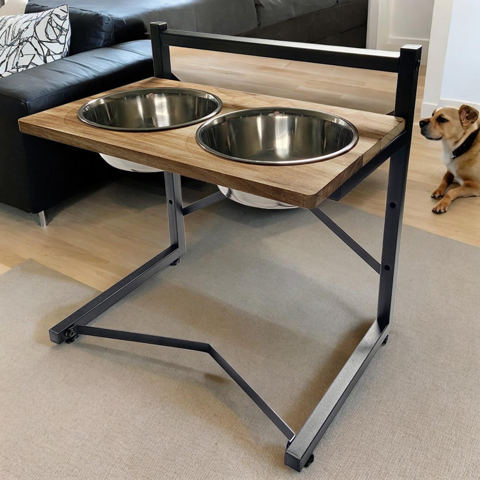 Gamelles surélevées pour Chiens, Support pour Gamelles, Support surélevé Réglable avec 2 Gamelles en Acier Inoxydable, Gamelles pour Eau et Nourriture