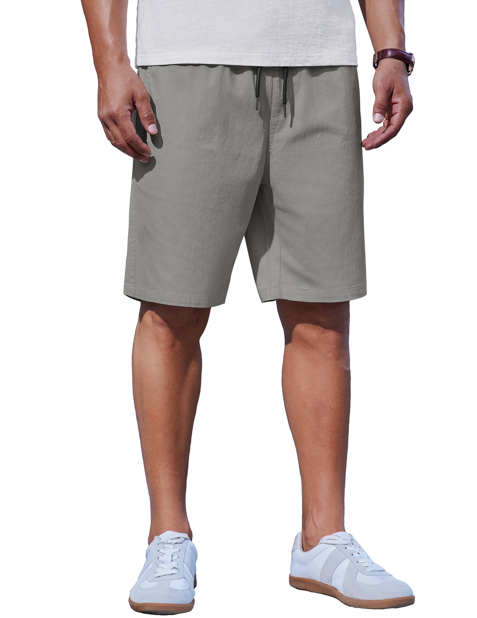 COOFANDY Mens Casual Shorts Cotton Drawstring Summer Shorts Elastic Waist Lightweight Twill Chino Shorts