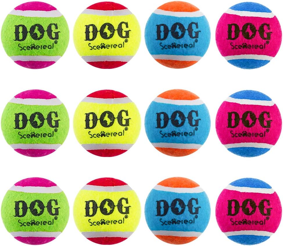 SCENEREAL Squeaky Tennis Balls for Dog 12 Packs 2.5