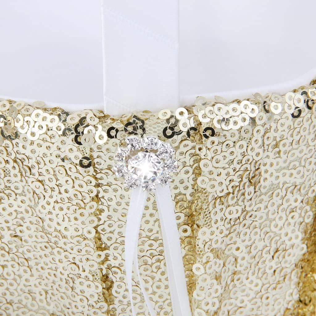 2pcs Wedding Flower Girl Basket Ring Pillow Set Flower Basket and Ring Pillow for Party Decor Bridal Accessories - Gold
