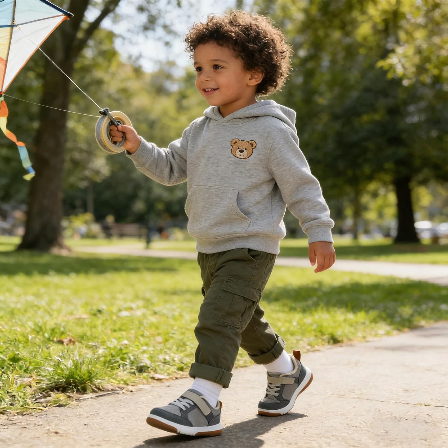 SKYWHEEL Toddler Boy Shoes Casual Sneakers with Hook and Loop Easy On and Off Breathable Mesh Upper Lightweight Tennis Shoes for Toddlers with Comfort Soft Non-Slip Outsole for Everyday