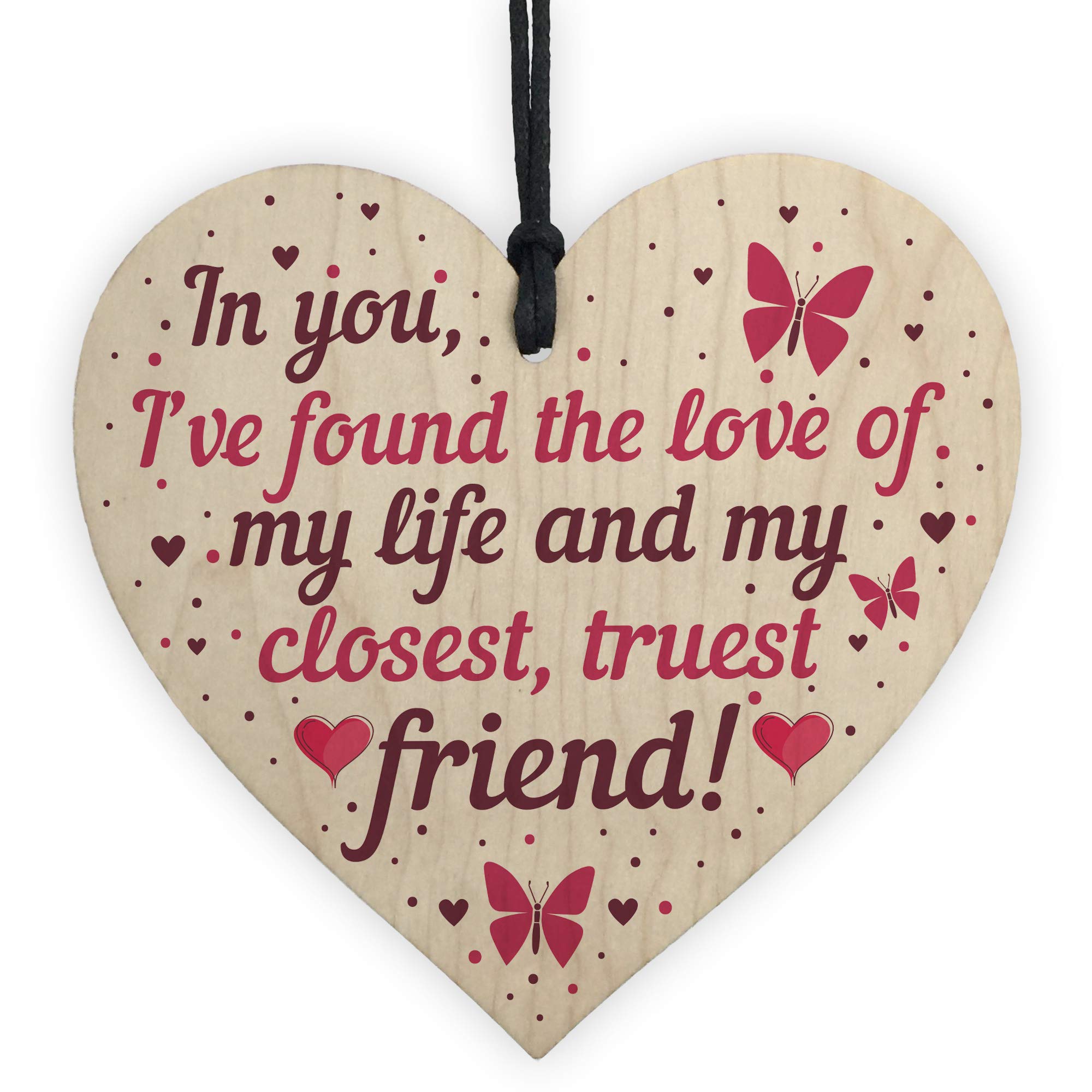 Red Ocean Anniversary Valentines for Him Her Boyfriend Girlfriend Wooden Heart Keepsake Plaque