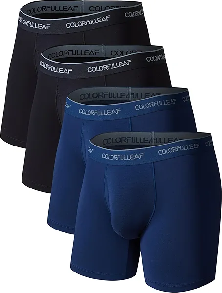 COLORFULLEAF Men's Underwear Boxer Briefs Rayon Made From Bamboo Underwear for Men Suport Pouch With Open Fly