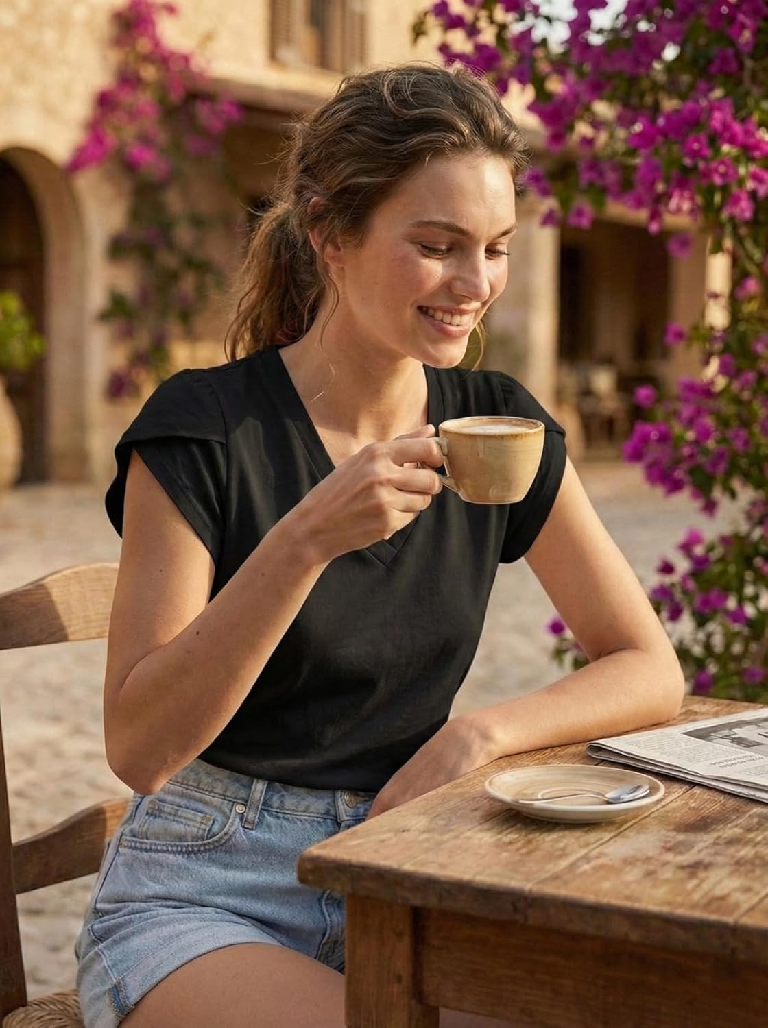 V Neck Blouses for Women Petal Sleeve Summer Tops Capsule Wardrobe Essentials Dressy Casual Shirt - Image 5