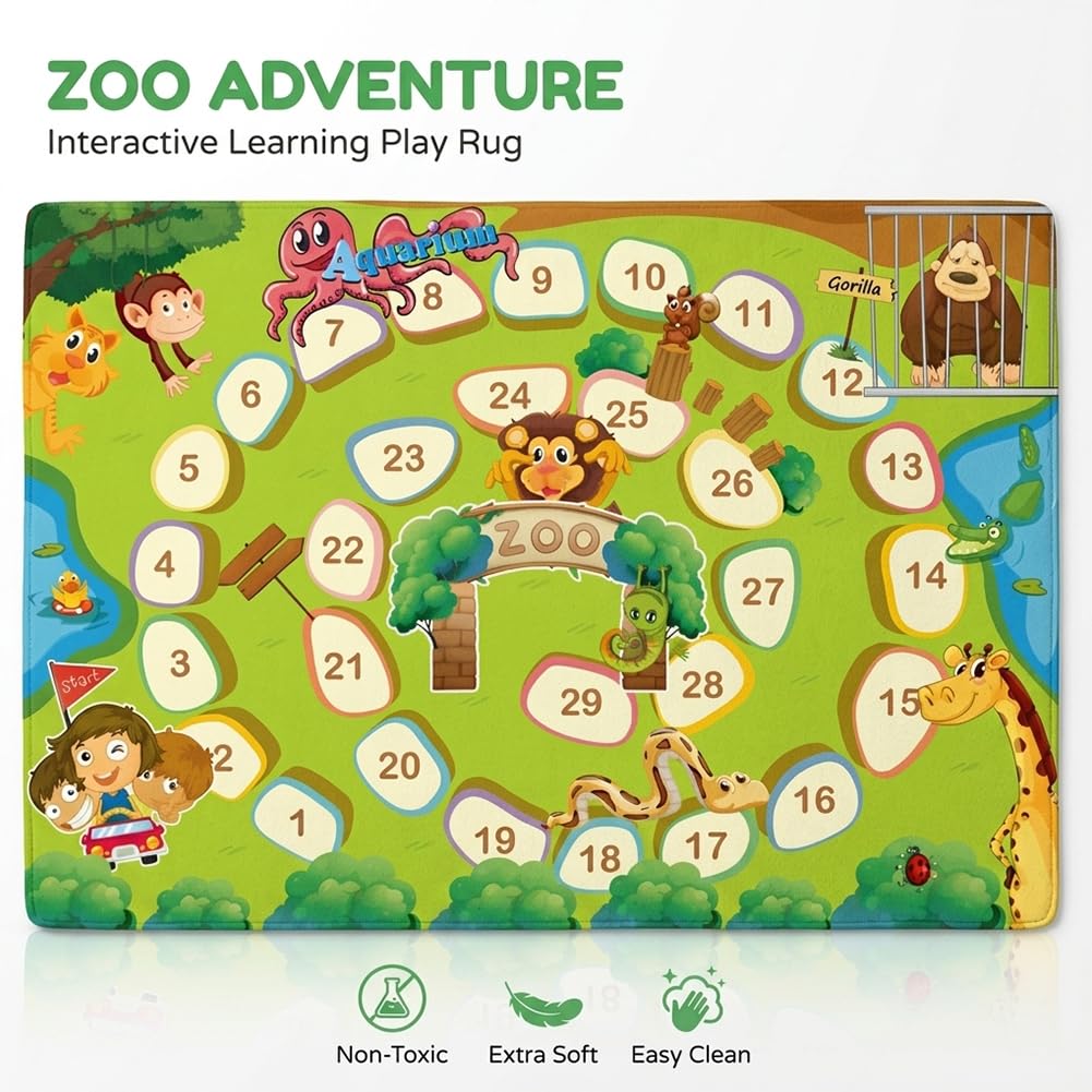 Tappeto da gioco per auto giocattolo, Tappeto Stradale per Bambini, per Bambini AntiscivoloTappetos Soggiorno e Camera da Letto -80×120cm