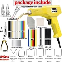 Vista 2 de Soldador de plástico de 220 W, kit de soldadura de plástico 2 en 1, 1000 piezas de grapas calientes, kit de reparación de plástico con 100 varillas
