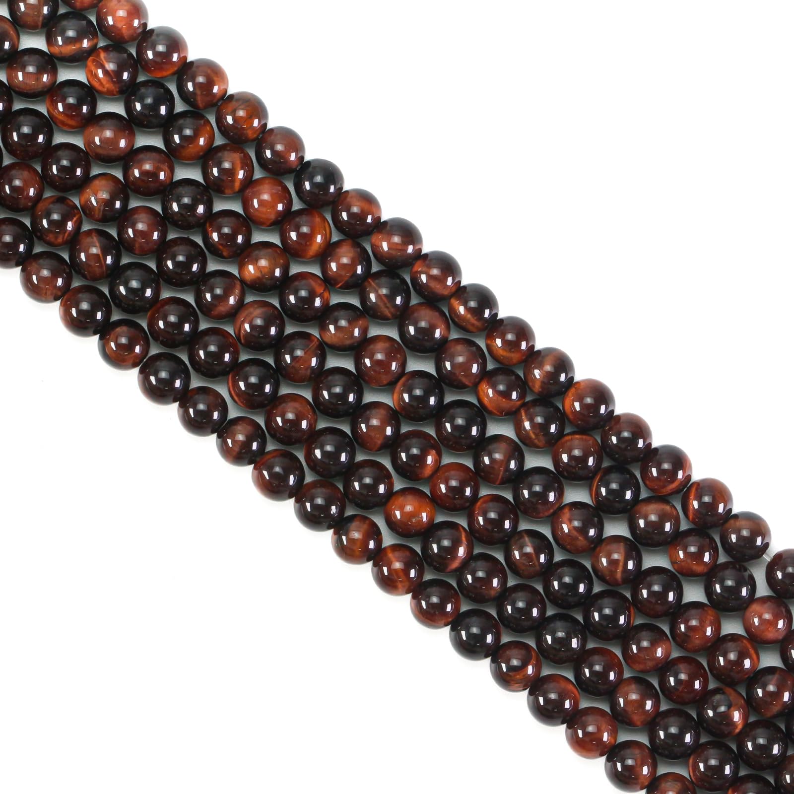 Ouubuuy 45pcs Red Tiger Eye 8mm Round Crystal Beads for Jewelry Making, 8 mm - Image 2