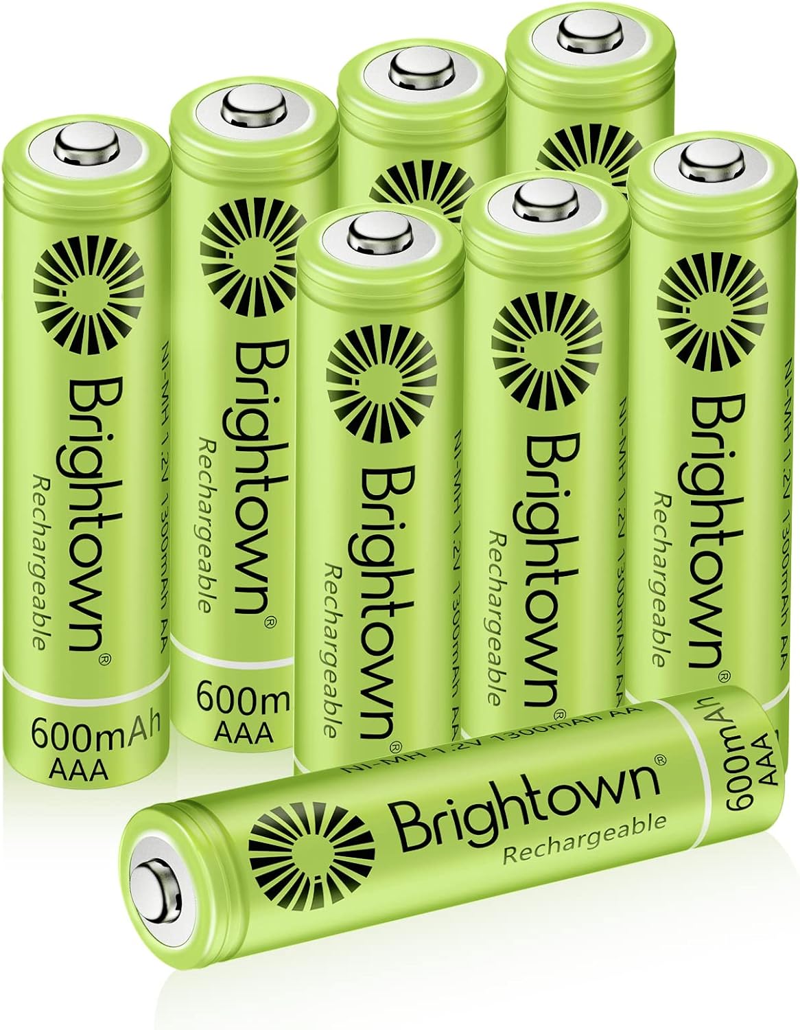 Brightown Rechargeable AAA Batteries, 600mAh NiMH Precharged Triple A Solar Batteries for Solar Lights and Household Devices