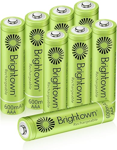 Brightown Baterías AAA recargables, baterías solares triple A precargadas NiMH de 600 mAh para luces solares y dispositivos domésticos