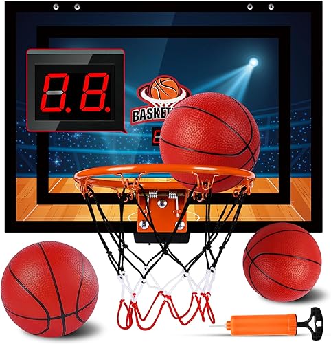 SUPER JOY Pro Room - Aro de baloncesto sobre la puerta, juego de aro de baloncesto montado en la pared con accesorios completos, aro de baloncesto