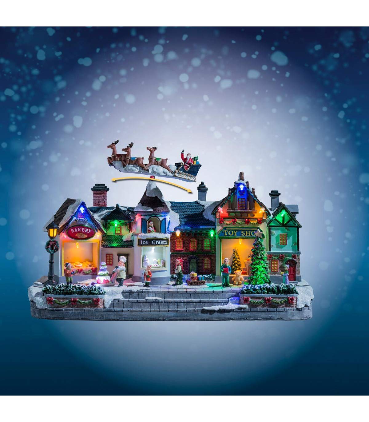 FEERIC LIGHTS & CHRISTMAS Pueblo de Navidad Centro Animado 24 LED + Transformador