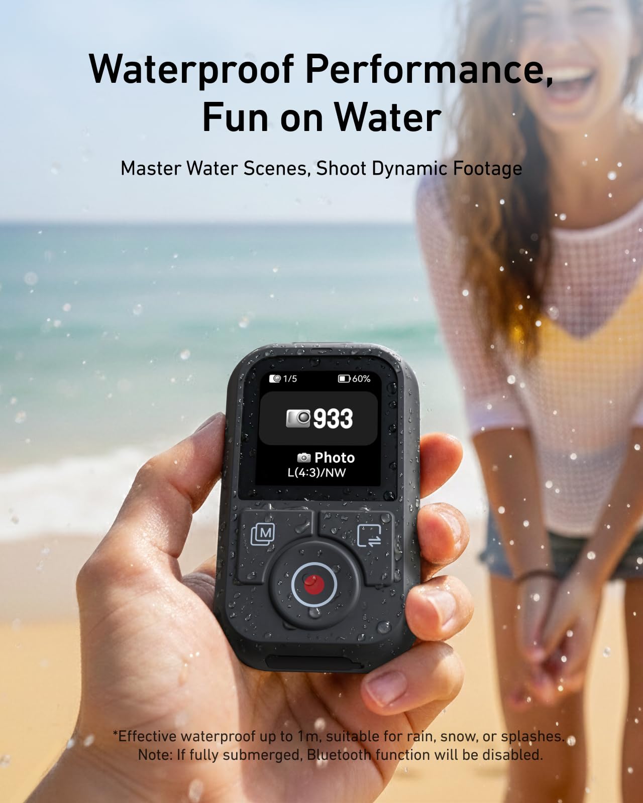 TELESIN T13 Bluetooth-Fernbedienung für DJI Osmo Action 6/5 Pro/4 & Osmo 360, HD-Farbbildschirm drahtlose Kamera-Fernbedienung, 60m Langstrecke, Wasserdicht, 8H-Batterie, Foto-Video Time-Lapse-Steueru