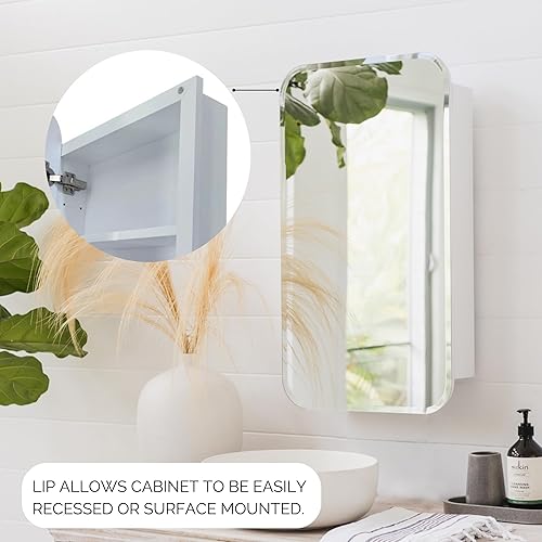 Miniatura 6 de Botiquines blancos para baño con espejo, botiquín empotrado o espejo de baño montado en superficie con almacenamiento, 16 x 29 pulgadas, botiquín de