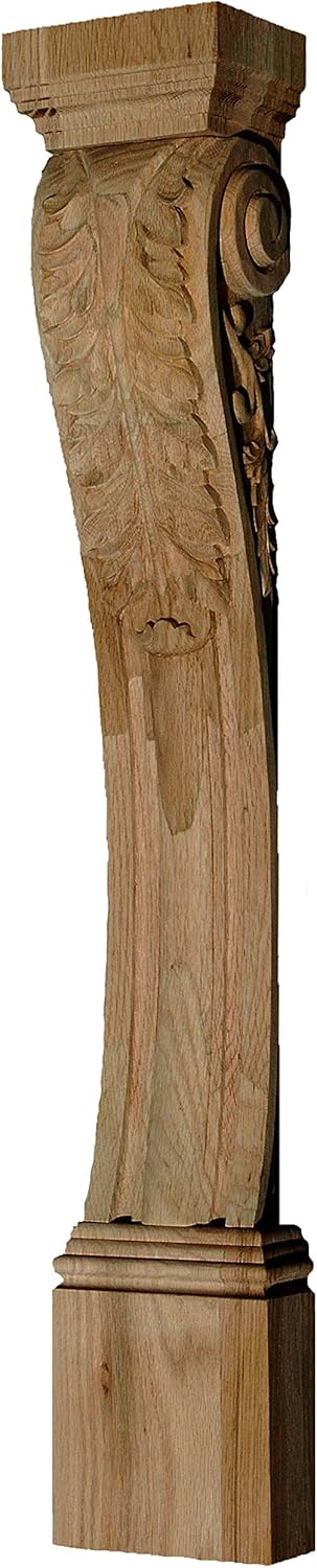 Hand Carved Large Acanthus Corbel in Basswood (5-7/8"W X 4-1/4"D X 35-1/4"H) (Basswood)