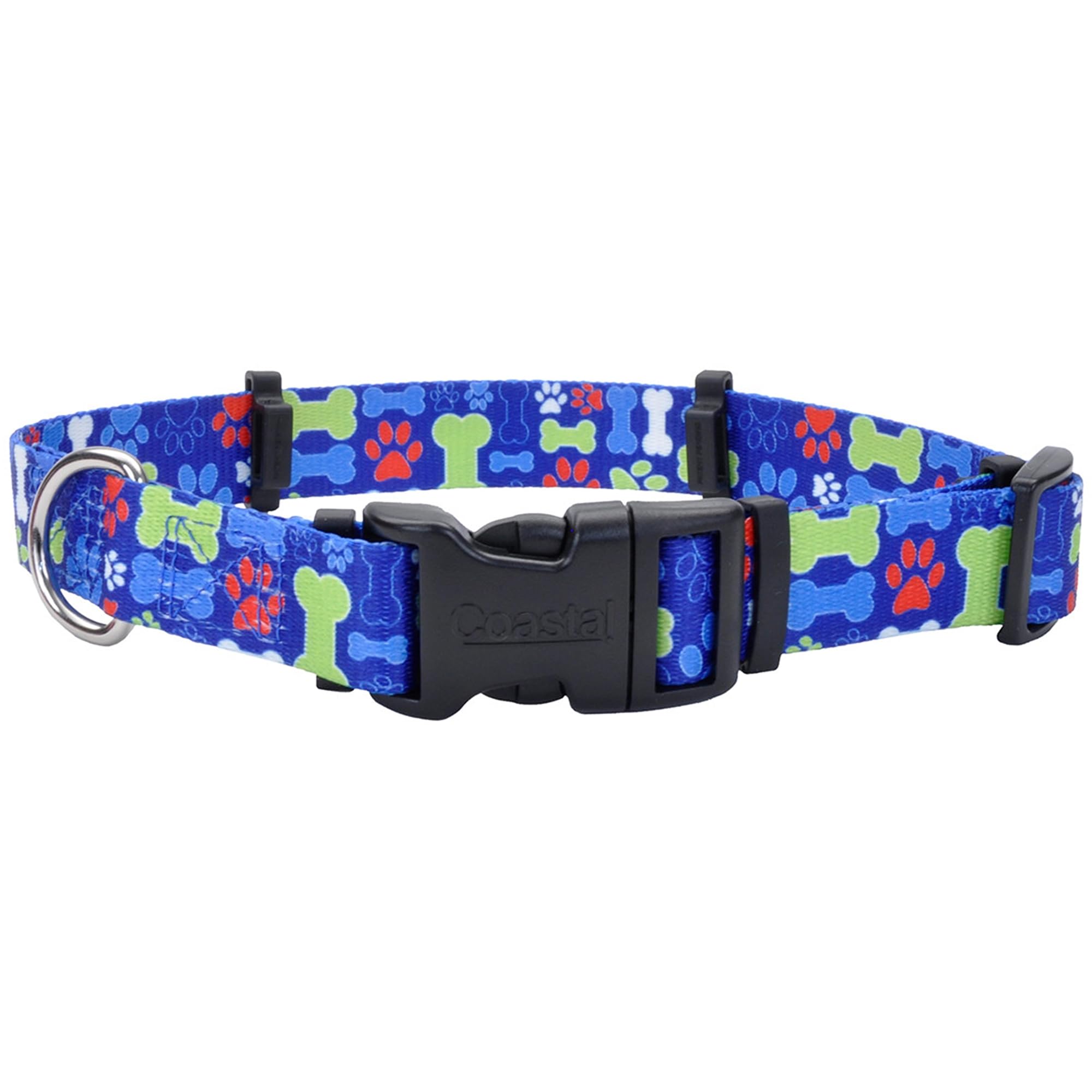 Coastal Pet SecureAway Collar Protector for Flea Collars - Adjustable pet Accessory - Protective Flea Collar for Dogs & Puppy - Multi Bones, 5/8" x 8-