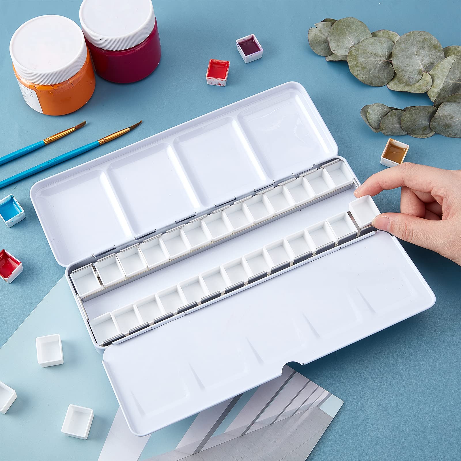 Scatola Metallo Per Acquerelli - 42 Mezze Teglie + 24 Teglie Piene, 22x11x2cm, Portatile - Foto 13