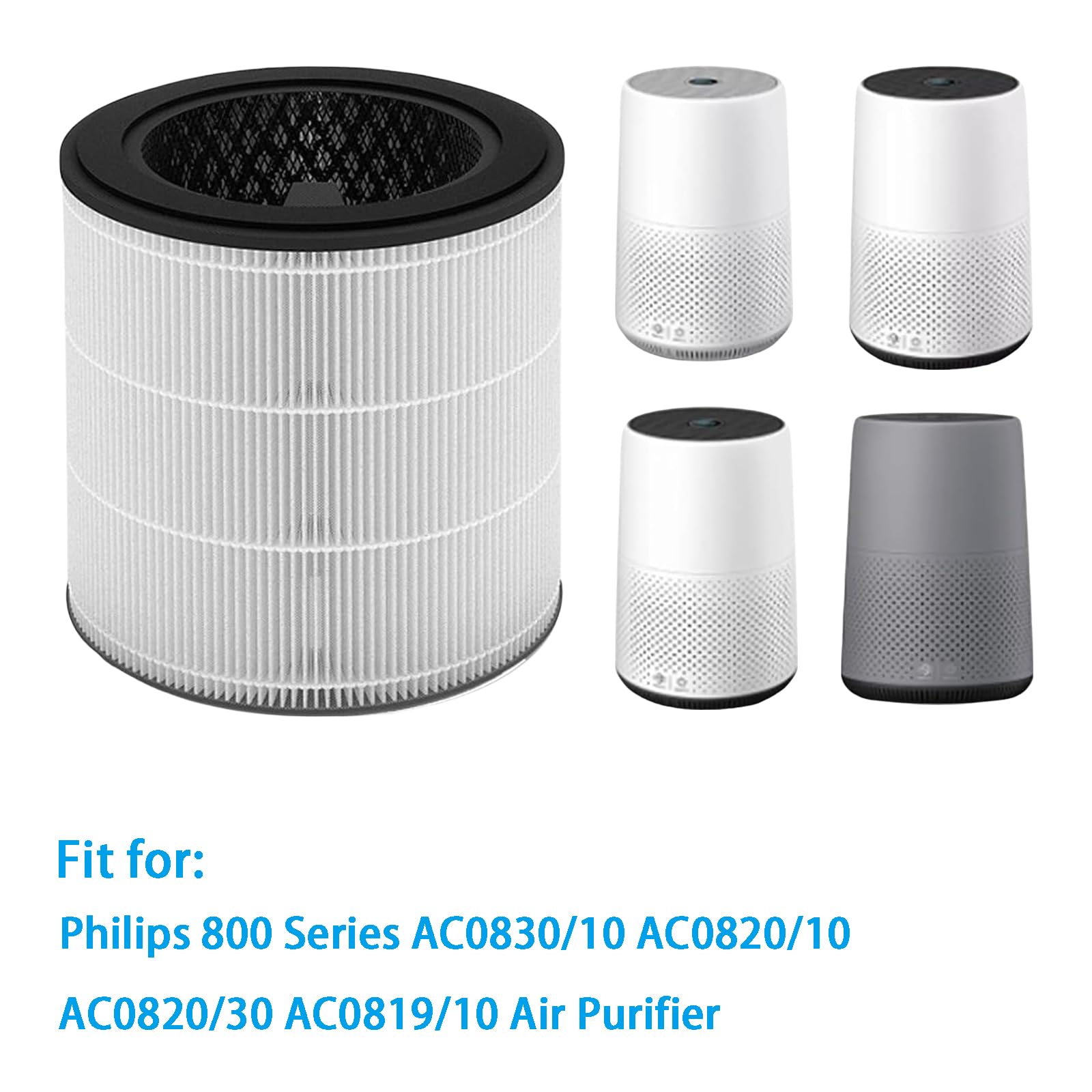 FY0293 - Filtro de repuesto compatible con Philips 800 Series AC0830/10 AC0820/10 AC0820/30 AC0819/10, purificador de aire 3 en 1, filtro HEPA verdadero y filtro de aire de carbón activado FY0293/30