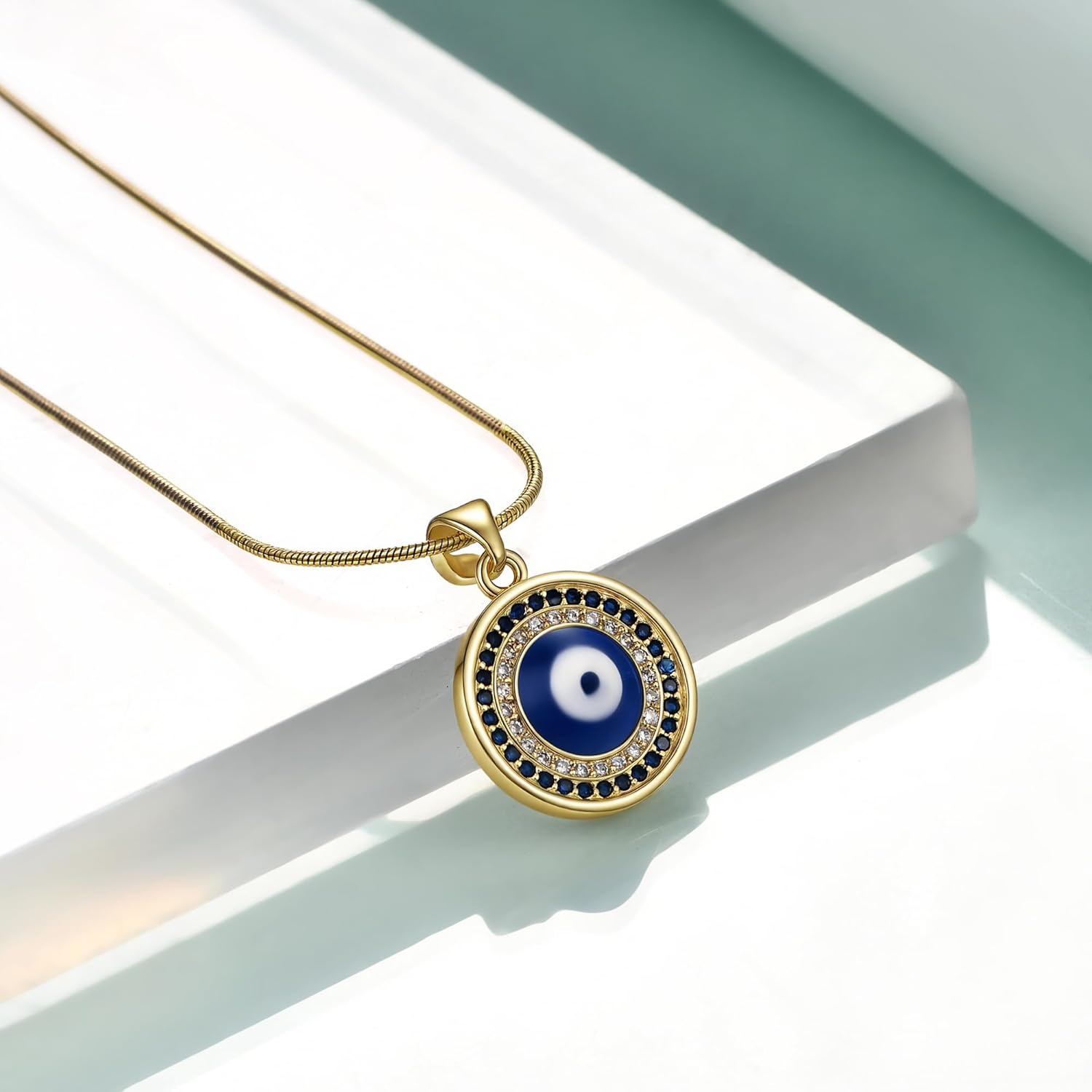 Rnivida Blue Cz Evil Eye Pendant Necklace for Women, Minimalist Greek Amulet Jewelry - Image 2