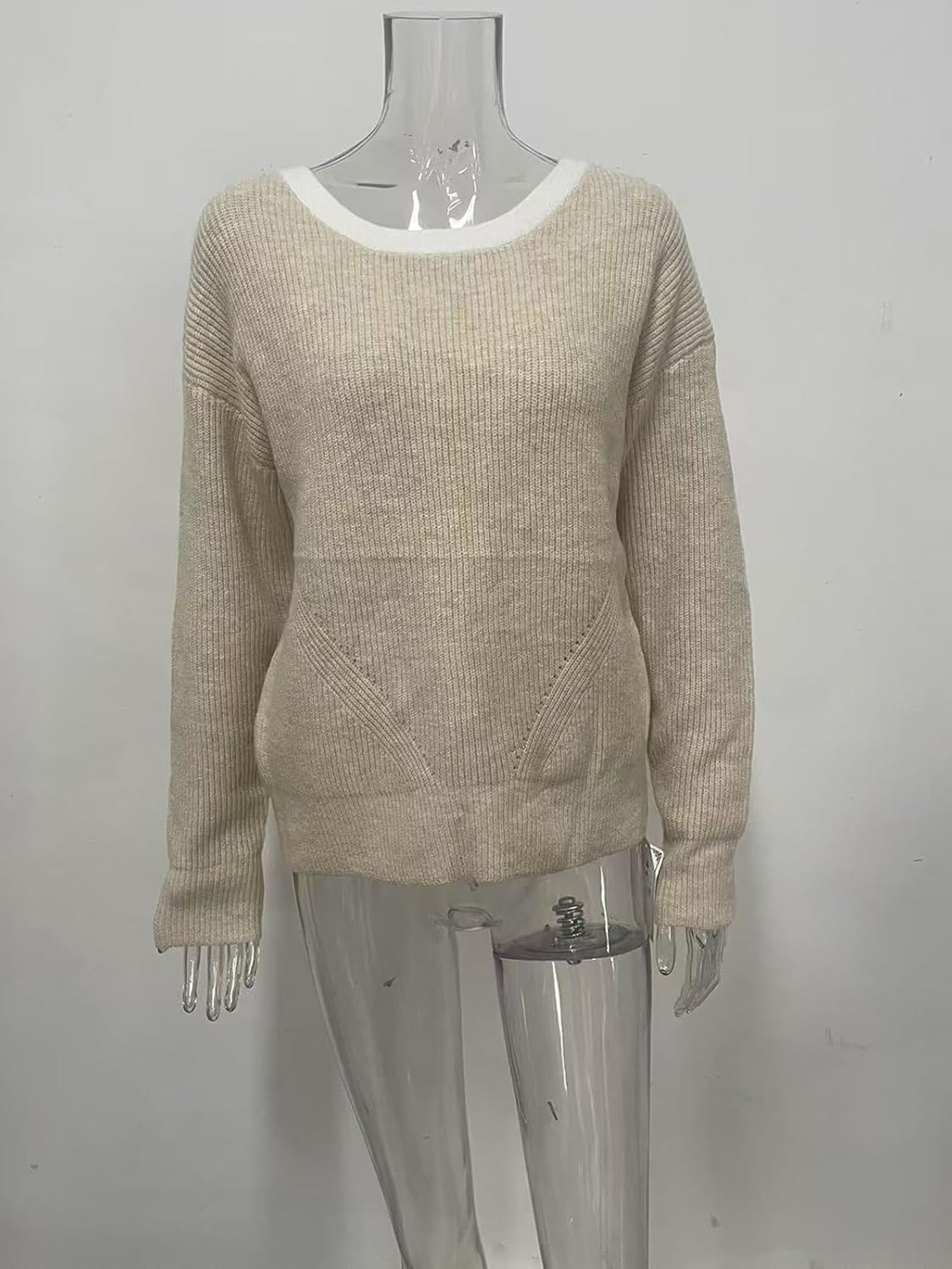 Molisry Women's Pullover Sweaters Sexy Long Sleeve Crew Neck Open Back Dressy Fall Bow Sweater 2025 - Image 4