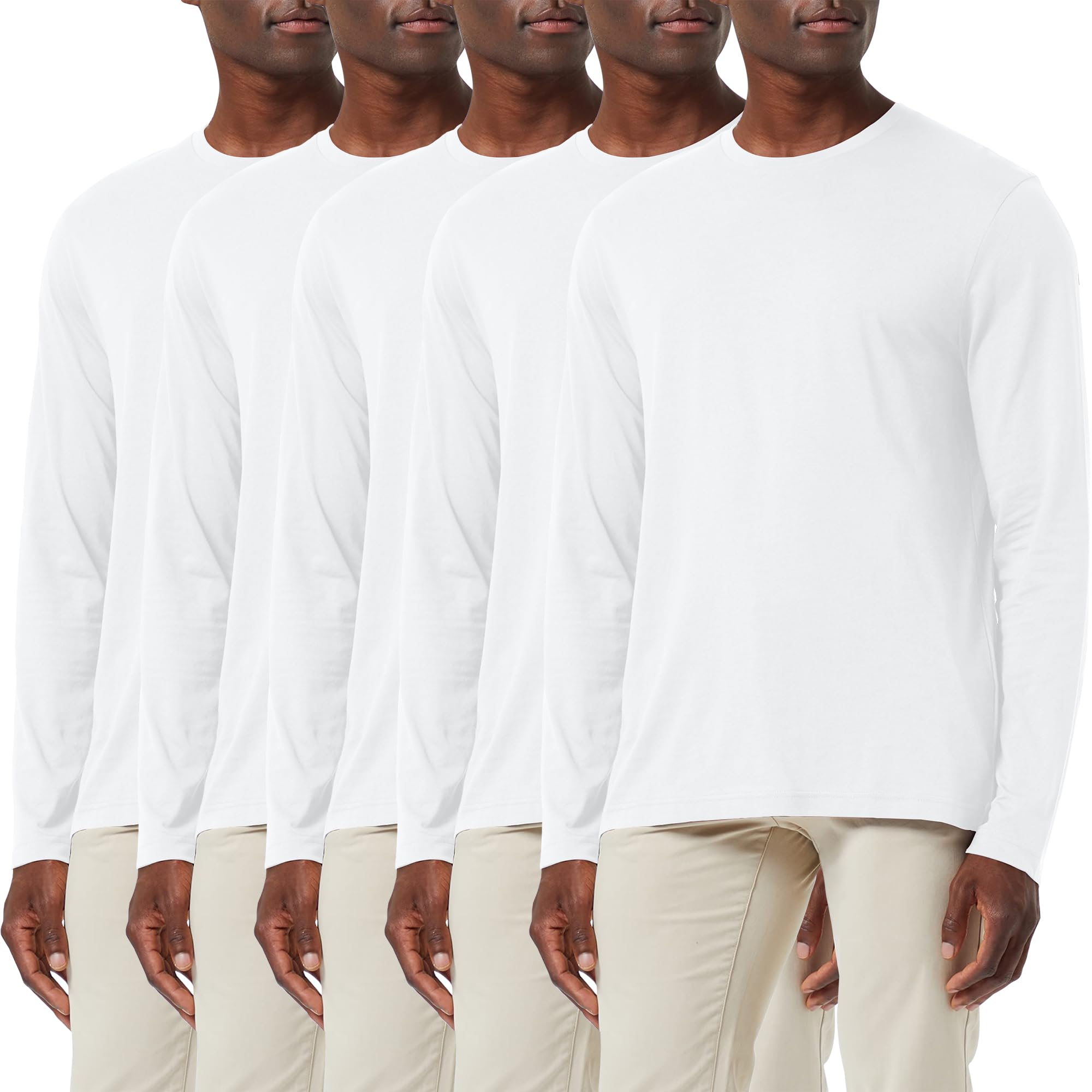 Confezione da 3 magliette a maniche lunghe da uomo, vestibilità ampia, traspiranti, a girocollo, leggere, comode, casual, primo strato di base