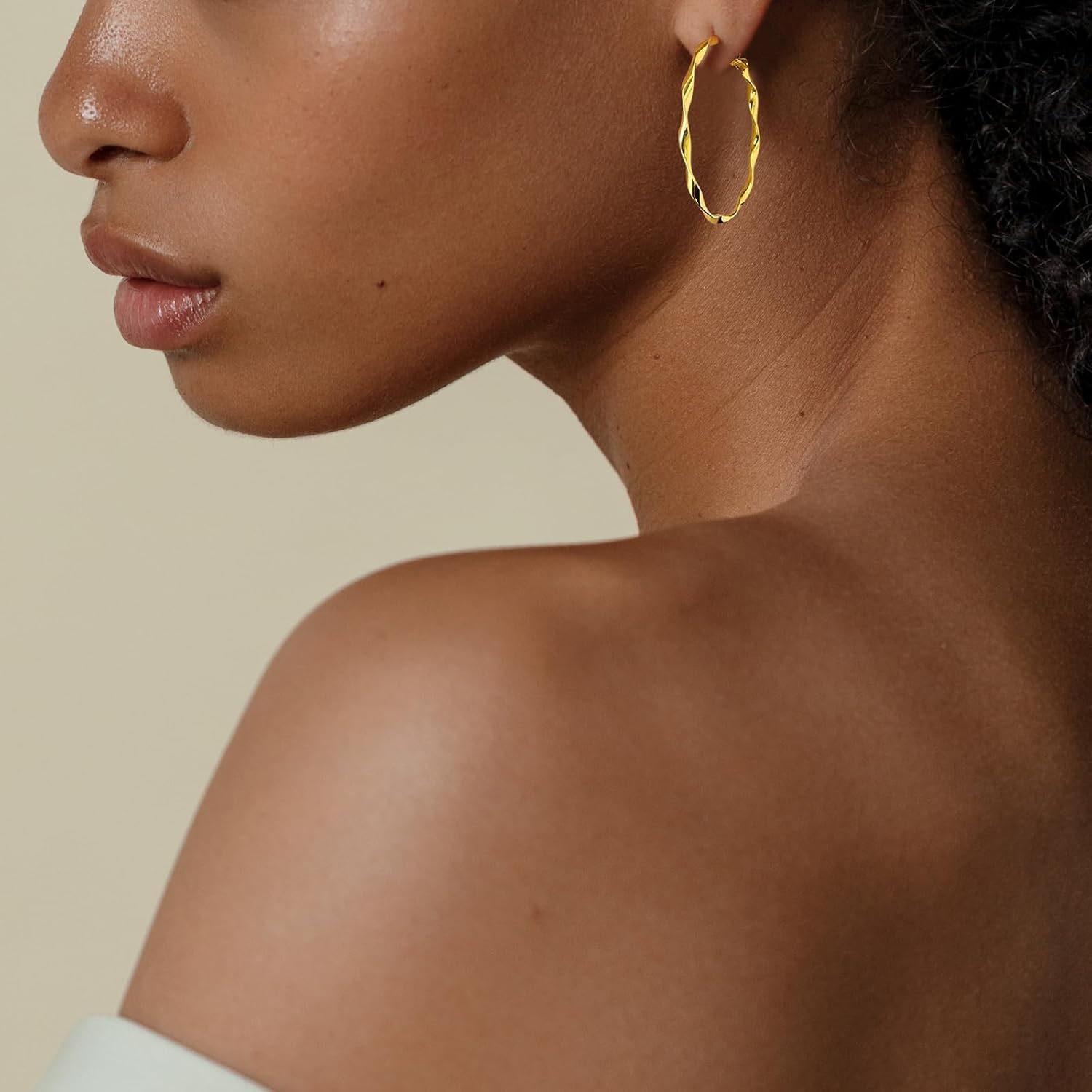 Big Gold Hoop Earrings for Women 24K Real Gold Plated Lightweight Hoops Earrings