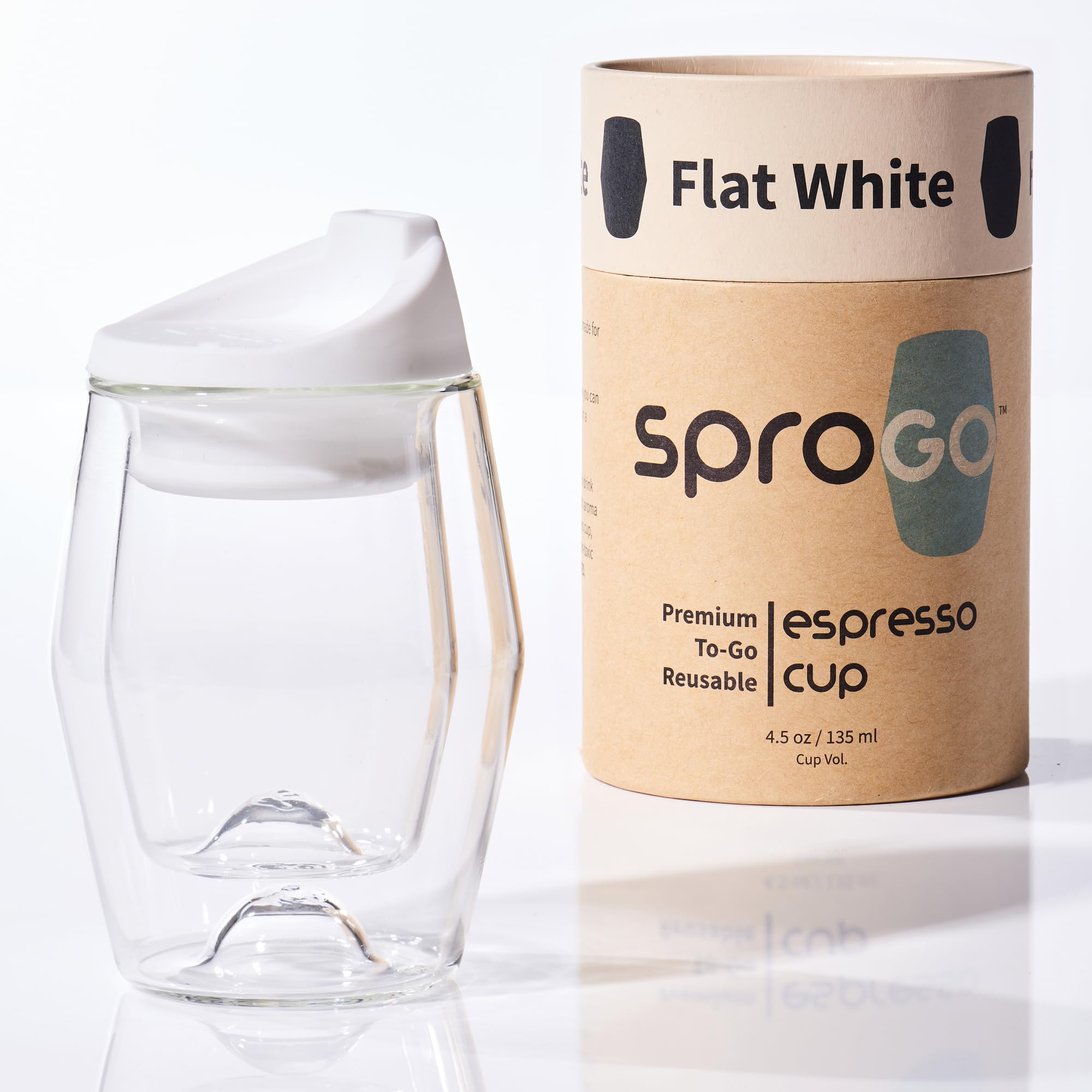 To-Go - Taza de café expreso, tamaño pequeño de 4.5 onzas, taza de viaje con tapa, reutilizable (blanco plano)