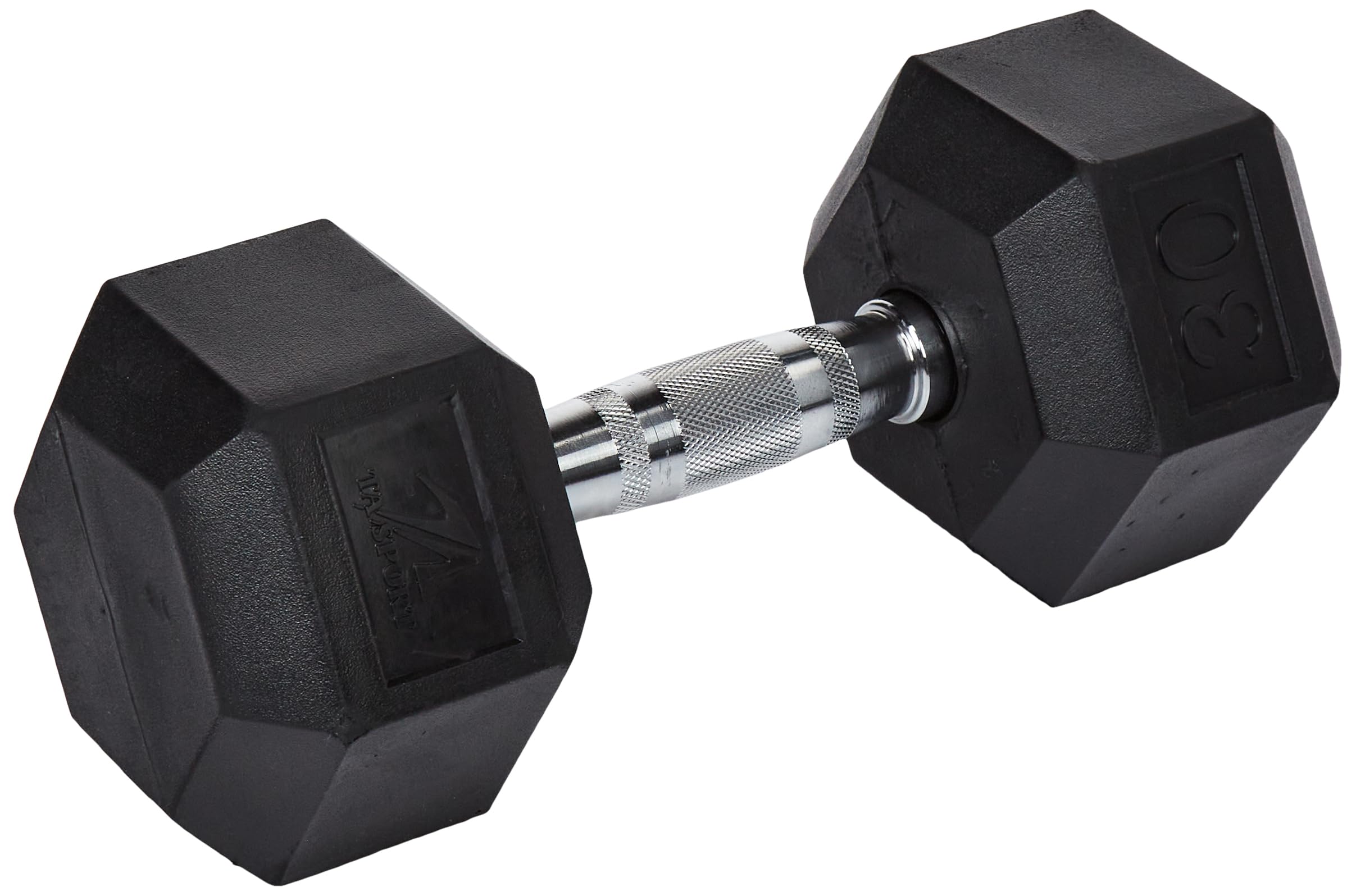 Leader SportTA DB6101 30 lb Rubber Hexagonal Dumbbell with Logo
