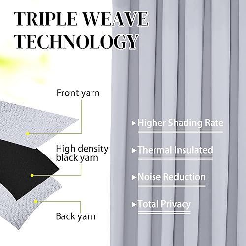 Miniatura 5 de Panel de cortina opaca ancha caislamiento térmico, extraancha, ppuerta de patiopuerta corredizacortinero, con ojales en la parte superior, 100 pulg
