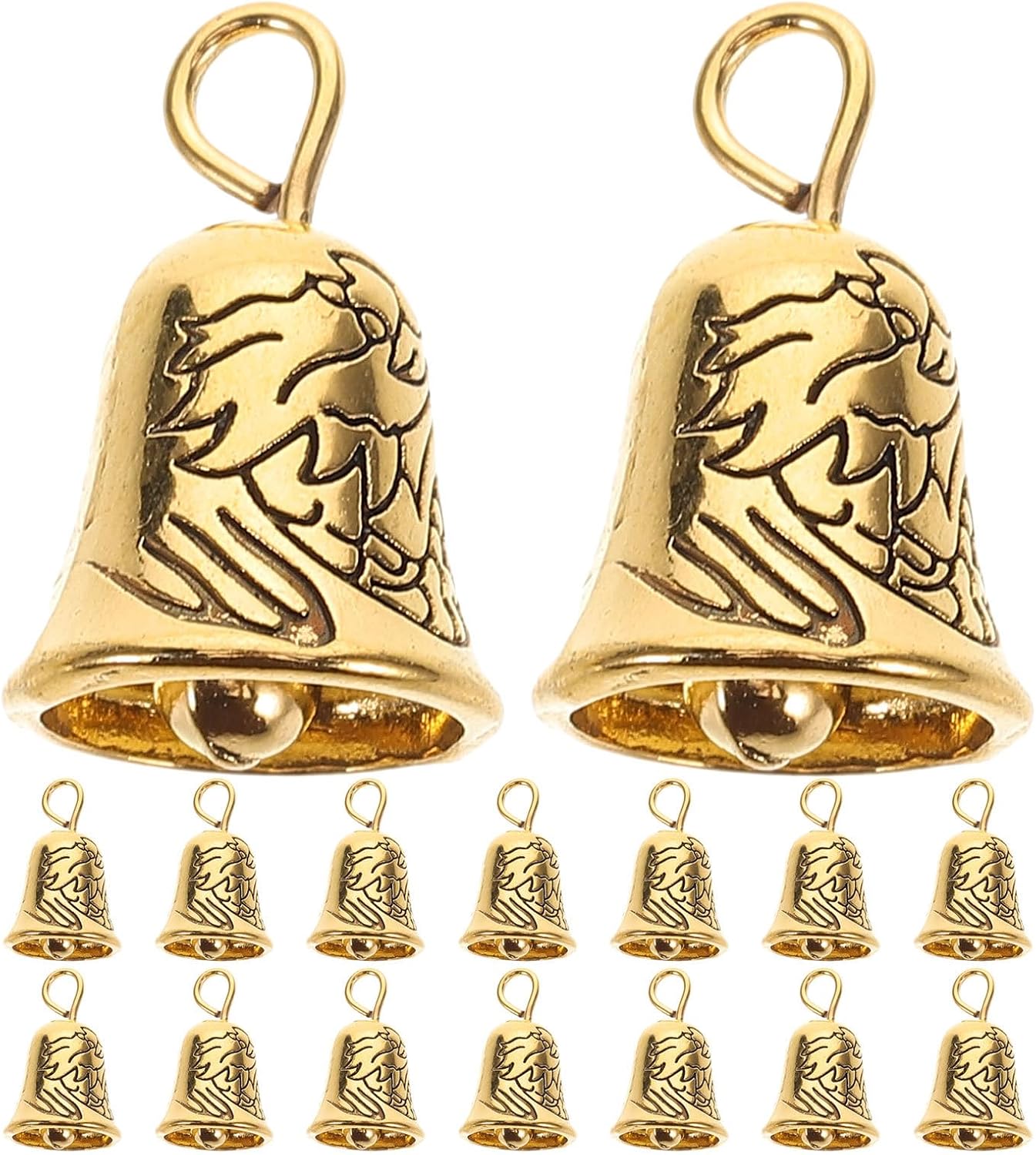 UKCOCO 16pcs Tiny Metal Bell: DIY Craft Bells for Holiday Wreaths, Wind Chimes, Keychain & Jewelry - DIY Nursery Room Hanging Decor (Golden)