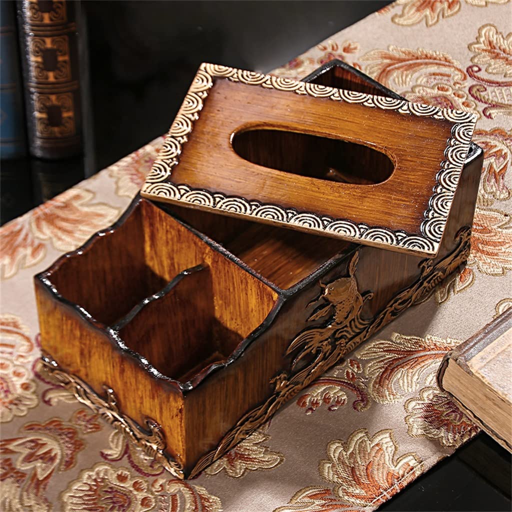 Caja de pañuelos Rectangular de Madera de bambú con Tapa - Dispensador/Soporte de pañuelos ecológico - Organizador Decorativo para baño, Oficina y Escritorio