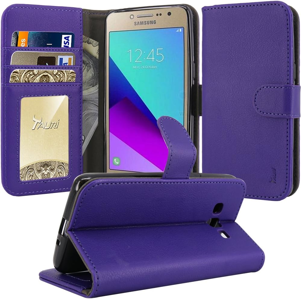 Galaxy Grand Prime Plus Case, Galaxy J2 Prime Case, TAURI [Kickstand] Wallet Leather with Card Pockets Protective Flip Cover for Samsung Galaxy J2 Prime/Grand Prime Plus - Purple