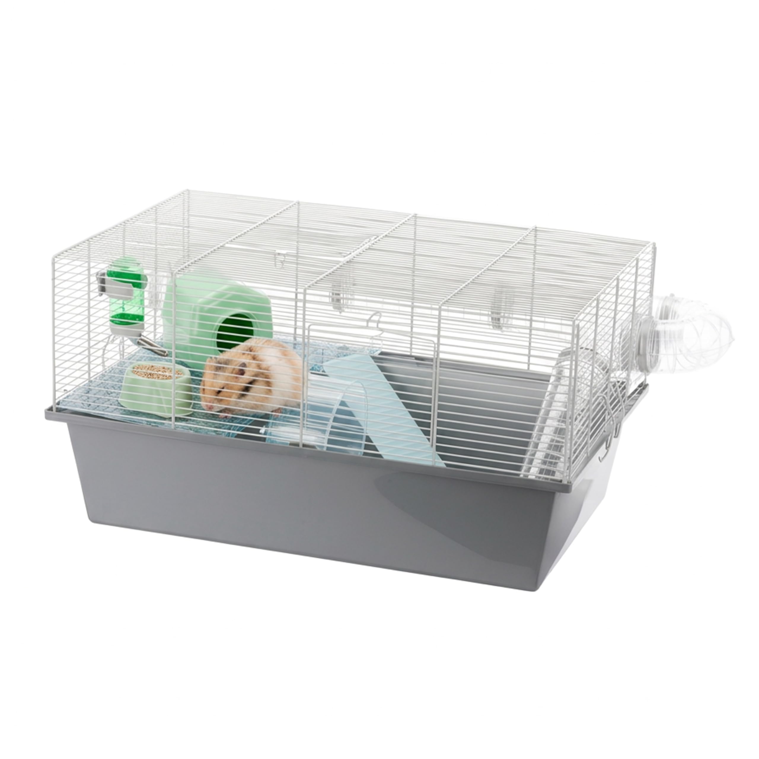 Ferplast MILOS LARGE Hamster Cage - Spacious Multi-Level Habitat with Tunnel System, Exercise Wheel, Fully Equipped, Easy Clean, 58x38x30.5 cm
