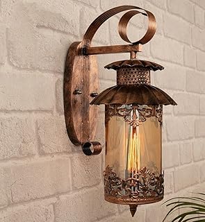 twixle Vintage Copper Wall Light, Glass and Metal Lantern, Wall Mounted Lamp for Living Room, Bedroom, Home Decor (with BH Price In India