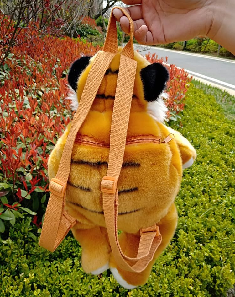 Image of Women Animal Teddy Bear Plush Backpack with Adjustable Straps (Yellow Tiger)