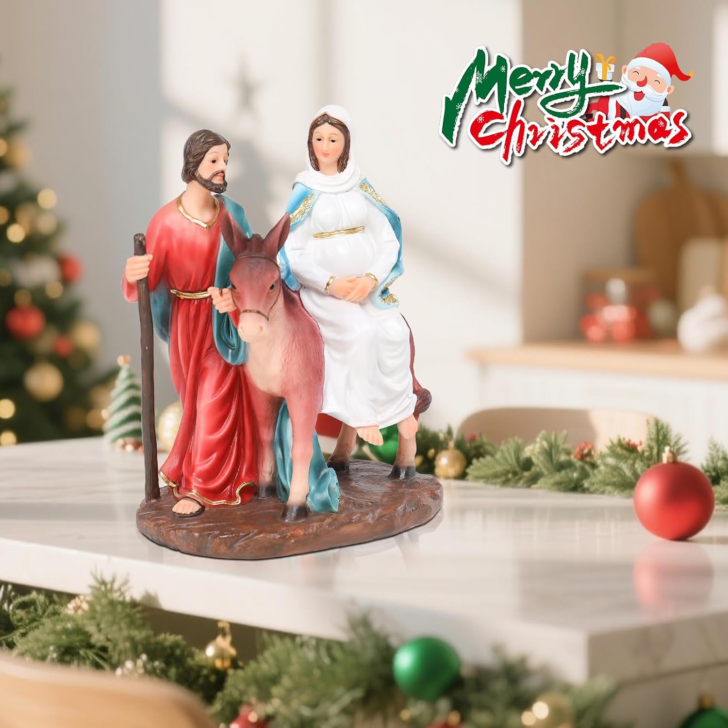 Nativity Set for Christmas Indoor, 7.9 Inch Resin Nativity Scene Indoor Christmas Holy Family Figurine Decorations for Tabletop Holidays Home Decor