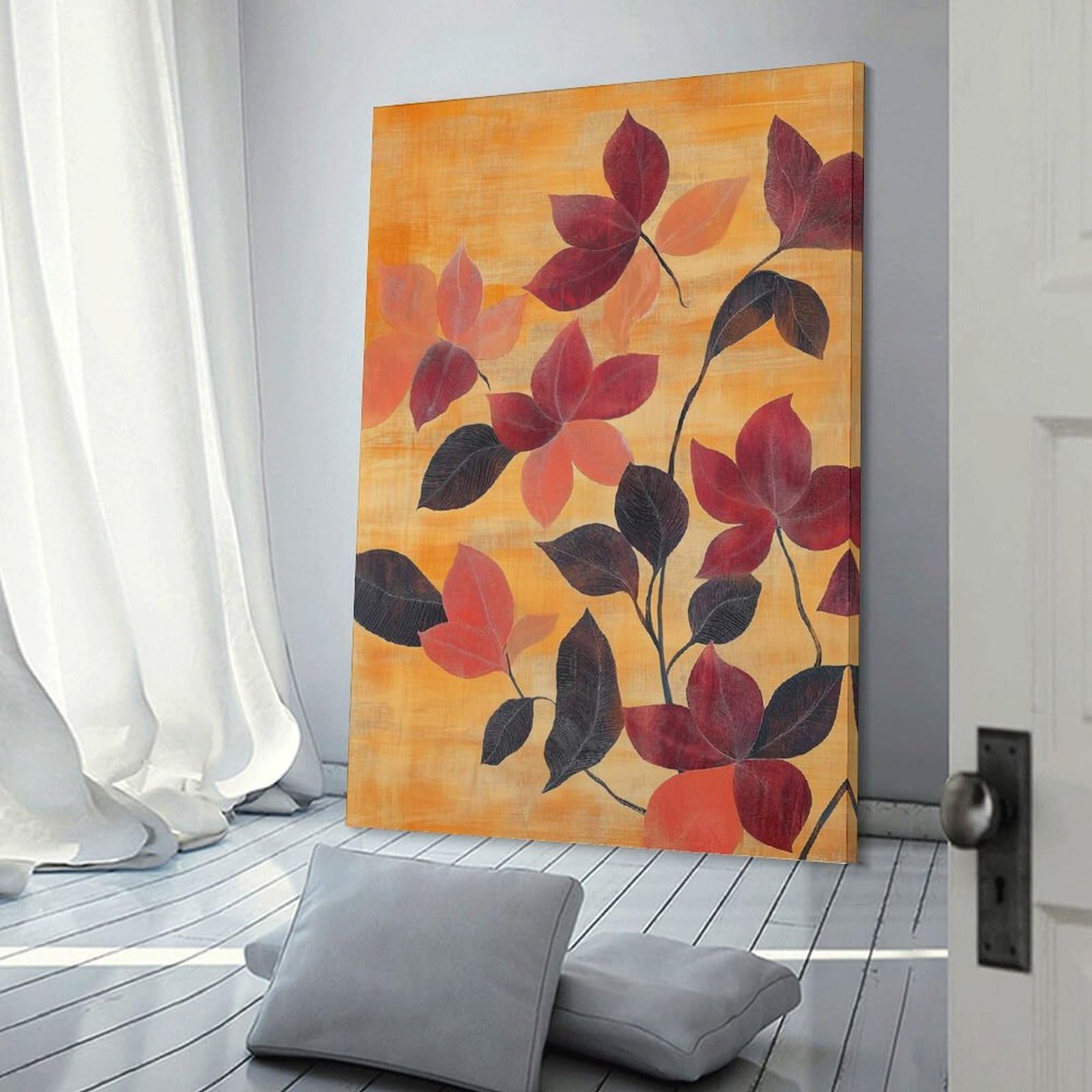 Junmoney Autumn Leaves Painting Home Decor Wall Art, 24x36inch(60x90cm), for New Homes, Bedrooms Or Workspaces, Gift Idea for Housewarming And Birthdays