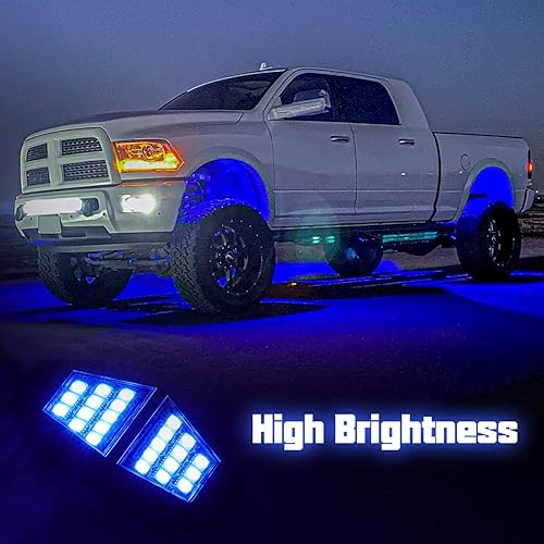 Miniatura 5 de Winunite 12 módulos de luces LED RGB de roca 24 LED de 210 grados de gran angular, modo de música impermeable, 29 colores cambiantes, modo de voz,