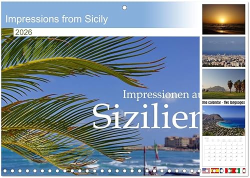 Impressions from Sicily (calendario mensual de pared 2022 11.4 x 16.1 in (abierto)