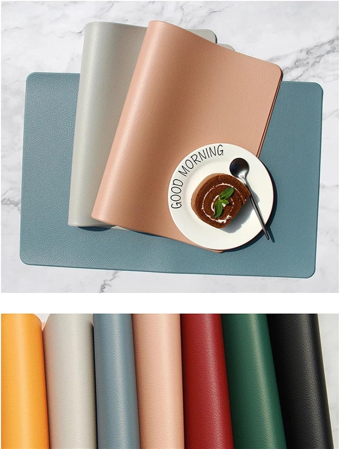 PU Leather Placemat Multifunctional Table Mat Place Setting On Table for Dining,Tableware Festival Party Decor for Kitchen (Color : Pink, Size : Rectangular_4PCS)