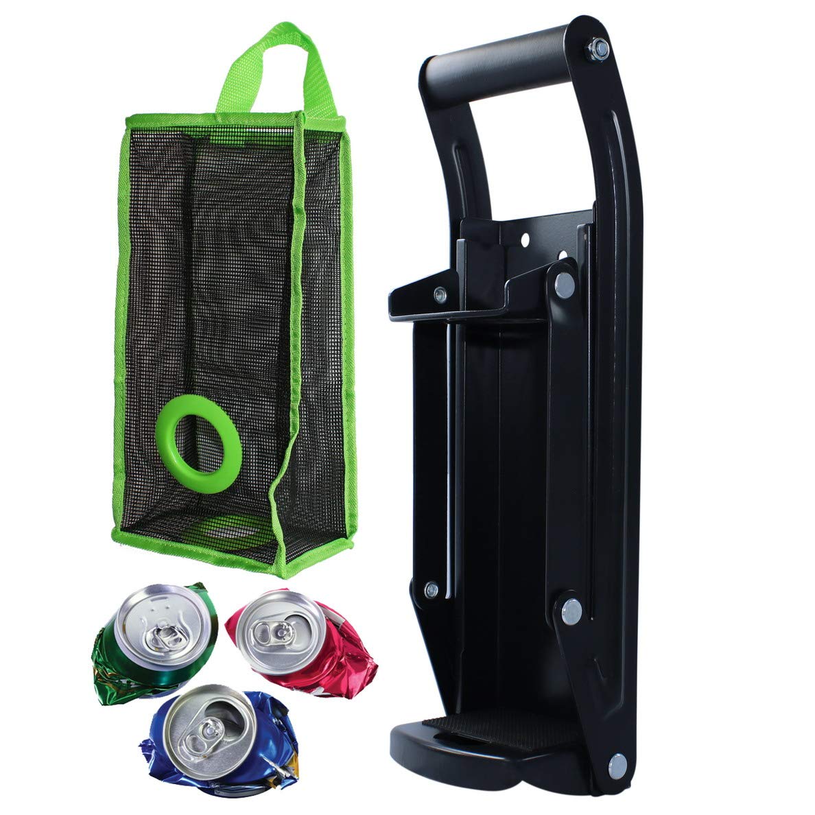 Metals Can Crusher & Compactor, Heavy Duty Wall-Mounted Bottle Opener Smashers for 16 oz and 12 oz Aluminum Seltzer, Soda, Beer Cans and Plastic Bottles