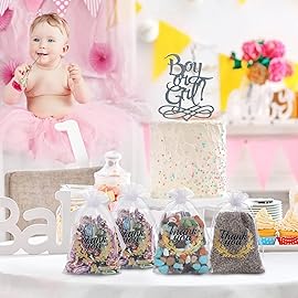 Hopttreely Small Thank You Organza Bags, Wedding Favor with Drawstring, 4X6 Jewelry Gift Bags for Party, Makeup Favor Bags (White) 100Pcs