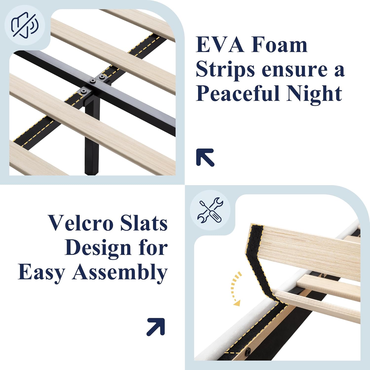 Allewie Queen Size Platform Bed Frame with Charging Station & Storage Headboard, Upholstered Velvet Wingback Design & USB Port, Strong Wooden Slats Support, No Box Spring Needed, Easy Assembly, White - Image 8