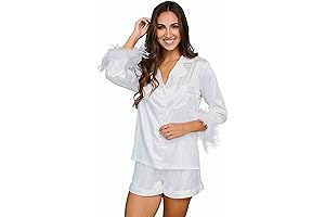 Feather Bridal Pajamas: Dreamy Sleepwear for Your Bachelorette Soirée