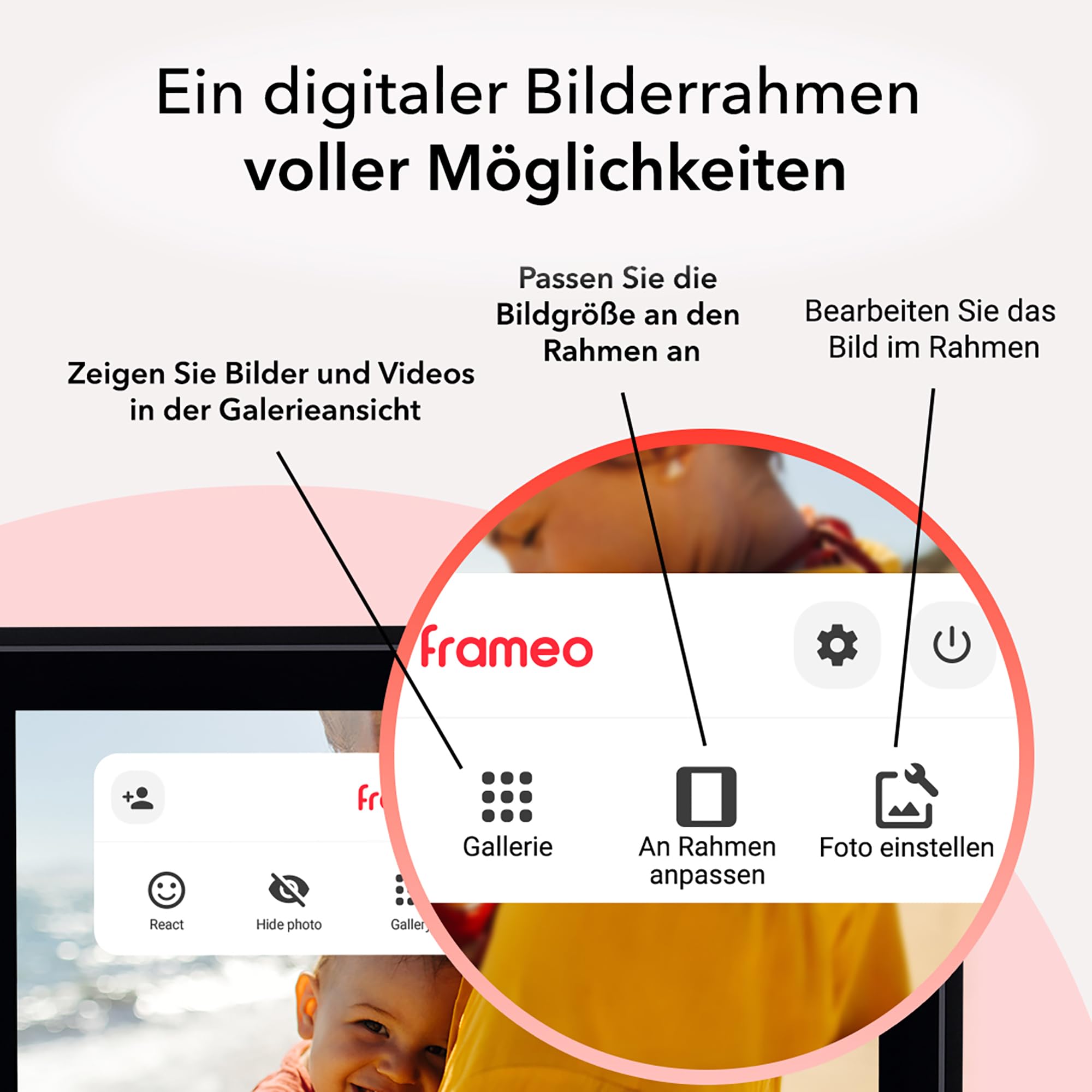 Rollei Smart Frame WiFi 100 czarna cyfrowa ramka na zdjęcia 10,1 cala z funkcją WiFi do odtwarzania zdjęć i filmów z dźwiękiem.